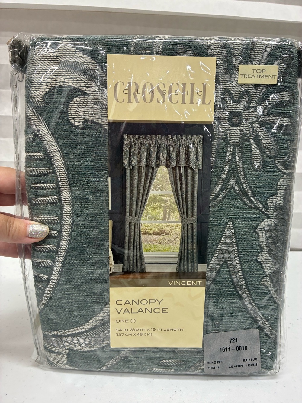 Croscill Classic canopy valance vincent slate blue 54" X 19" set of 2 curtains